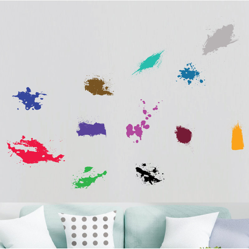 Trule 20 Pcs Multicolor Paint Wall Decal Splatter And Splotches Wall Sticker For Classroom